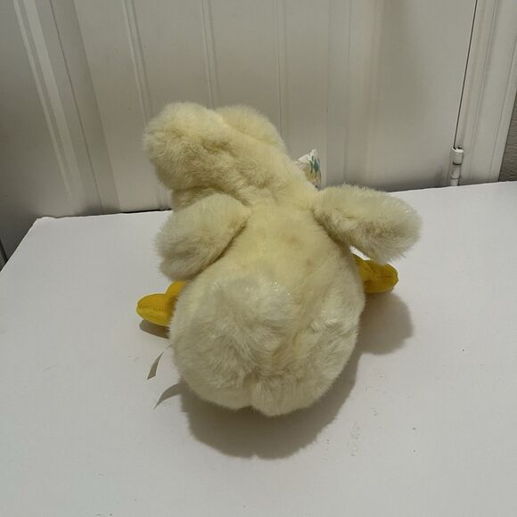 Vintage Commonwealth Pale Yellow Duck Plush 11" Stuffed Animal Easter Floral Bow - Picture 5 of 10